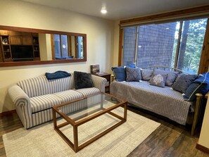 Smart TV, fireplace, DVD player, table football