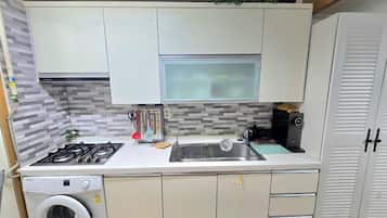 Standard Apartment | Private kitchen | Fridge, microwave, stovetop, electric kettle