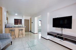 Apartment, 1 Bedroom, City View | Living area | LCD TV, DVD player