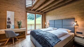 Chalet de lujo, 4 habitaciones, sauna, vista a la montaña | 1 habitación, sábanas de algodón egipcio y ropa de cama de alta calidad