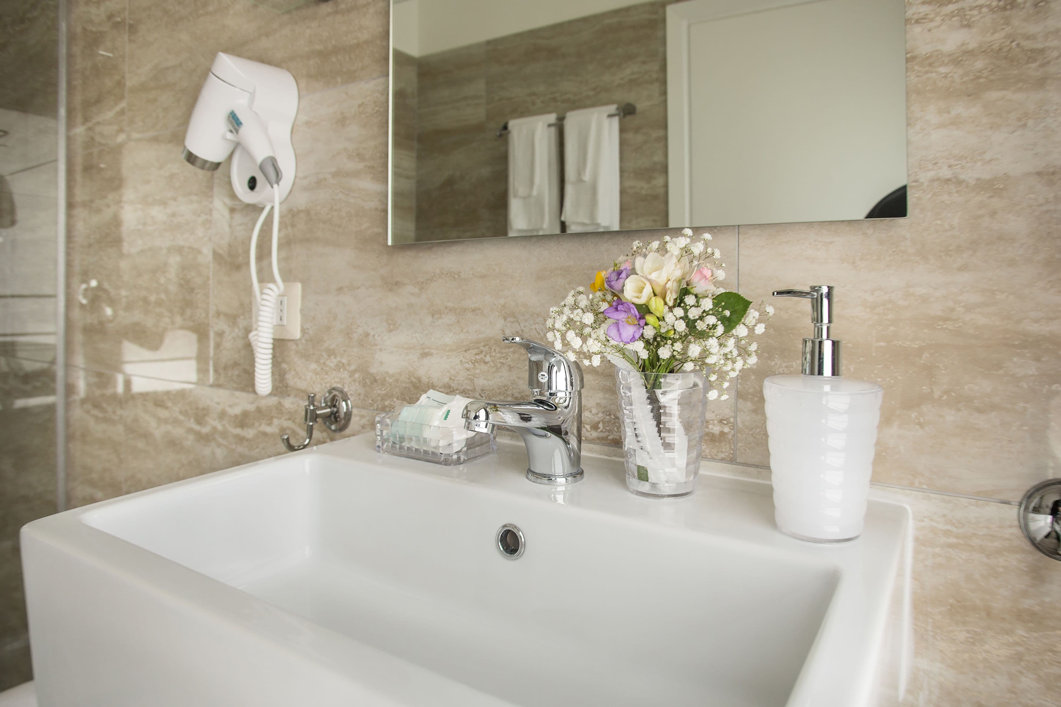 shower, free toiletries, hair dryer, slippers