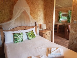 Comfort Chalet | 1 bedroom, premium bedding, blackout curtains, iron/ironing board