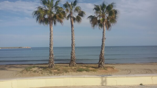 Beach nearby, sun loungers, beach towels