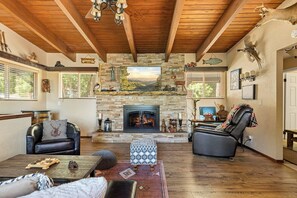 Smart TV, chimenea, videojuegos, reproductor de DVD