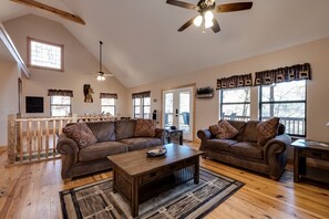 TV, fireplace, foosball