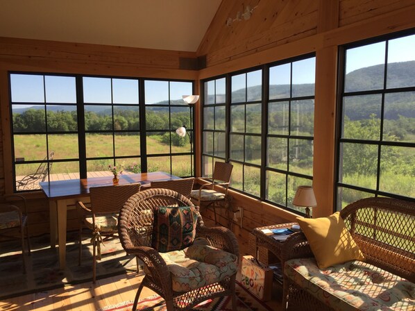 Peis, bøker, musikkbibliotek og stereoanlegg