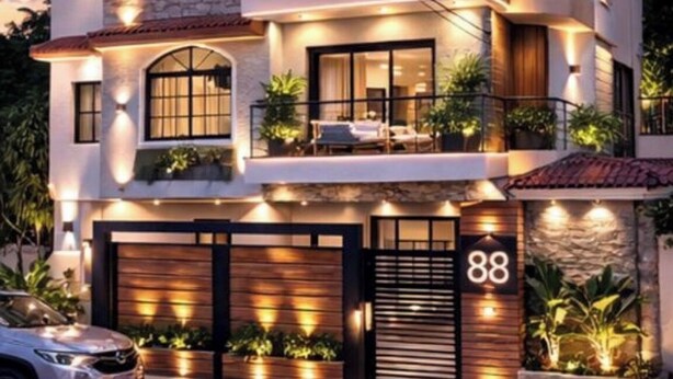 A multi-story residential building with balconies, a garage, and a visible address number. - Maria Bonita, Locate Near The Center Of The Higuey City (Higüey)