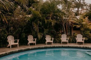 Outdoor pool, sun loungers
