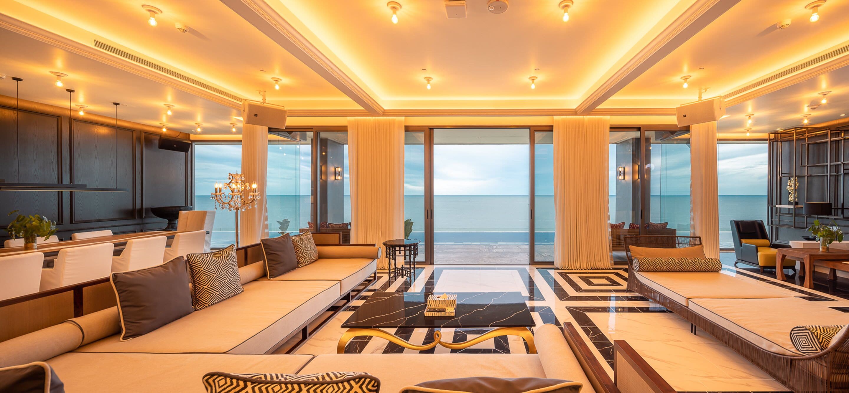 baba mama penthouse seaview | living area | 30-inch flat-screen tv with cable channels, tv, ipod dock