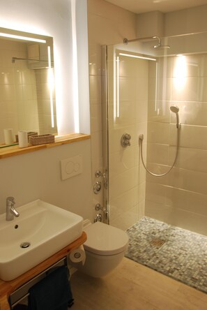 Een douche, gratis toiletartikelen, een haardroger, handdoeken
