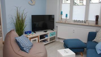 Fernseher, DVD-Player, Bücher, Videothek