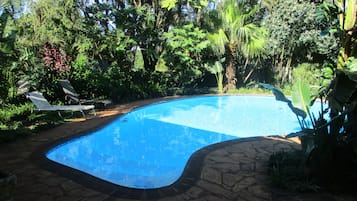 Outdoor pool, pool loungers
