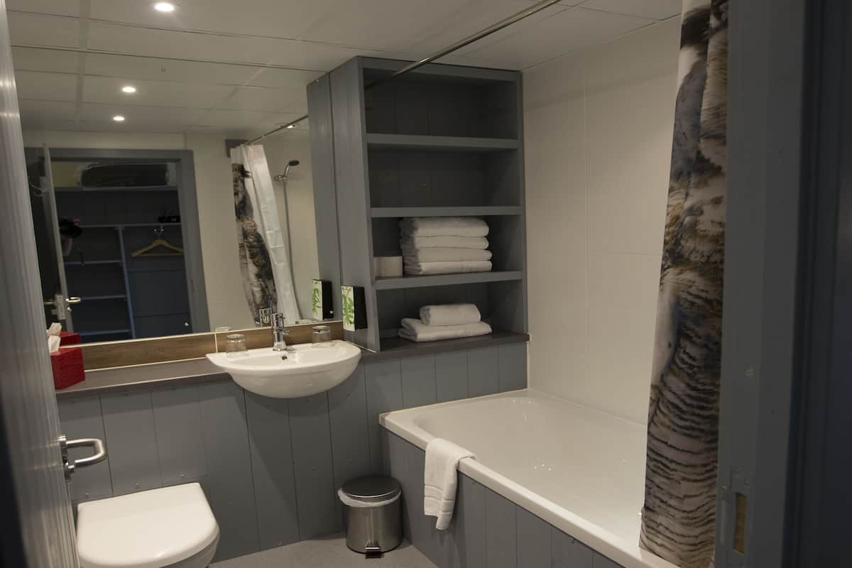 free toiletries, hair dryer, towels