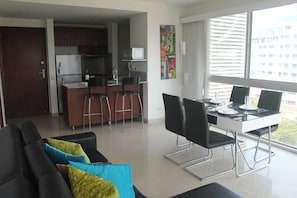 Superior Apartment, 1 Bedroom, Lake View | Living area | 42-inch flat-screen TV with cable channels, TV