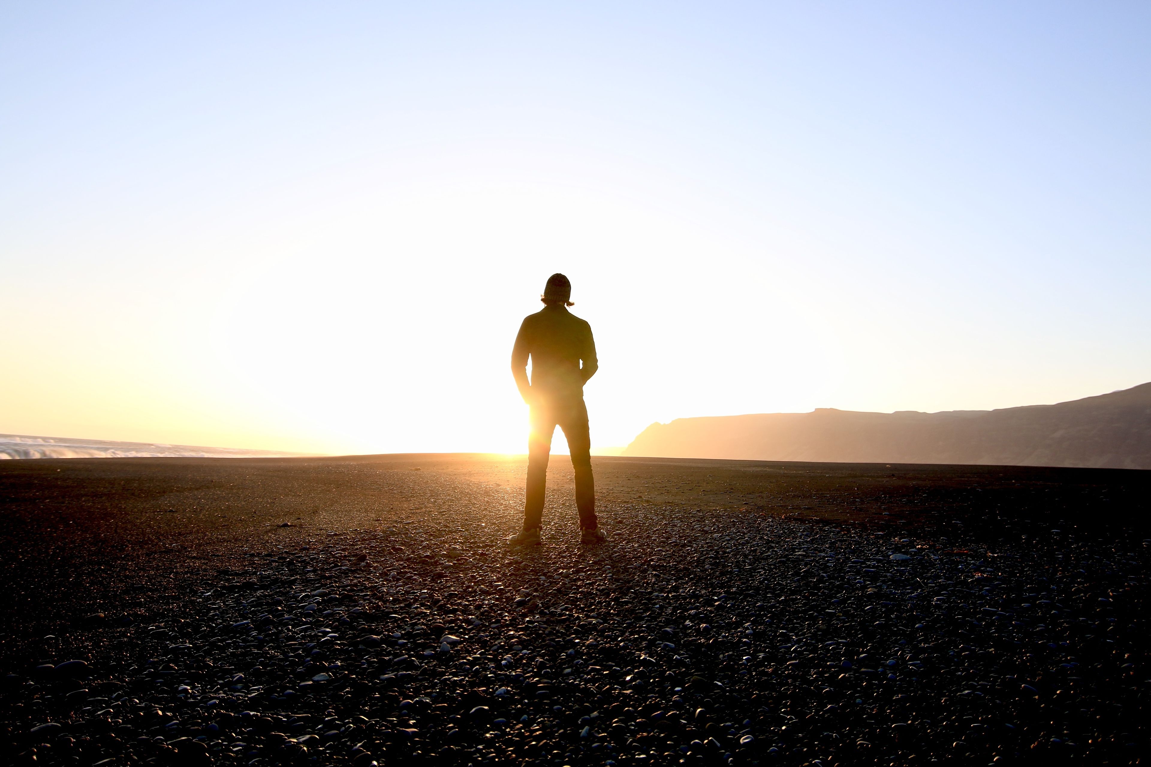 private beach, black sand