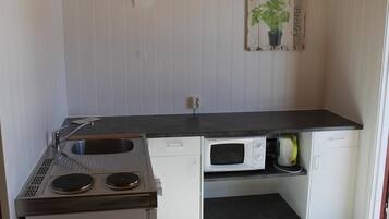Fridge, microwave, stovetop, electric kettle
