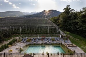 Indoor pool, seasonal outdoor pool, sun loungers - Hotel Finkenhof (Schenna)