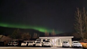 Un bâtiment sur lequel on peut lire l’inscription « REYKJAVIK COAST TOUR », avec plusieurs voitures garées devant.