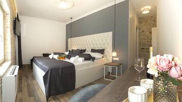 Comfort-Doppelzimmer | Wohnbereich | Flachbildfernseher