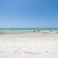 On the beach, white sand