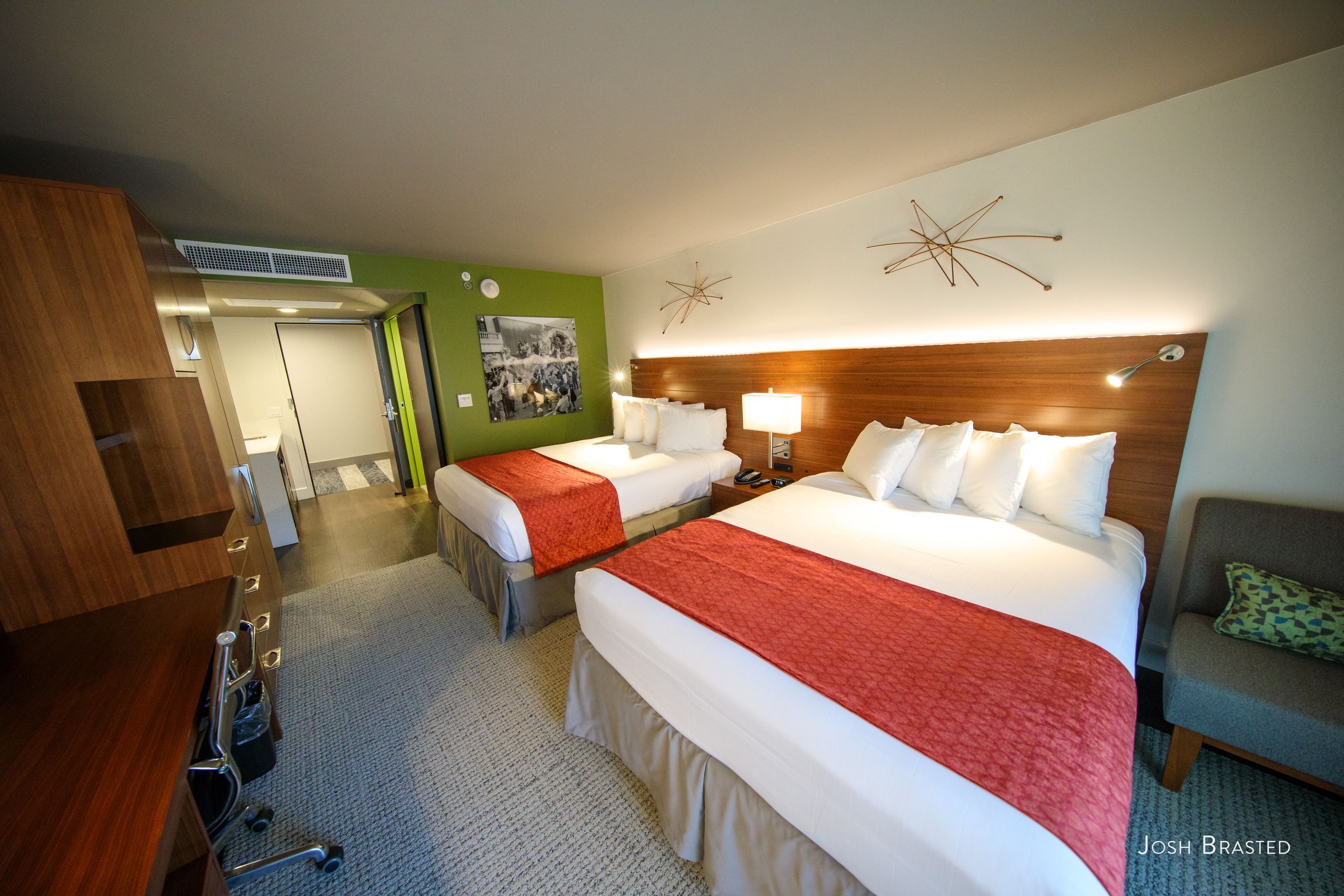 room, 2 queen beds, balcony | in-room safe, desk, laptop workspace, blackout curtains