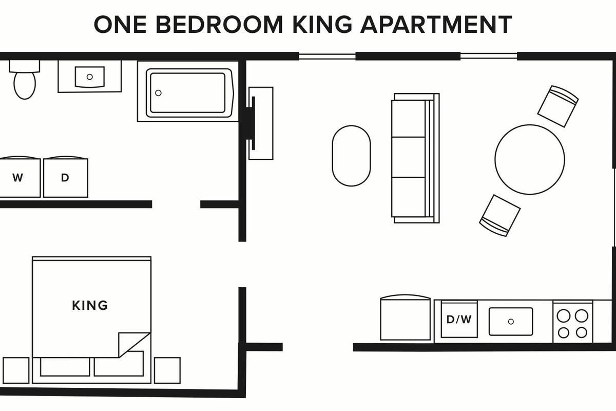 Apartament Comfort, 1 llit de matrimoni gran, cuina, vistes al port | Plànol de la planta