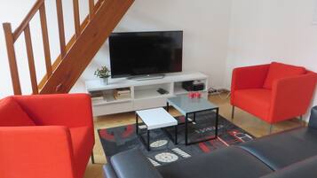 Télévision, lecteur de DVD, livres, chaßne hi-fi