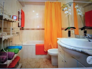 Sèche-cheveux, bidet, serviettes fournies, savon