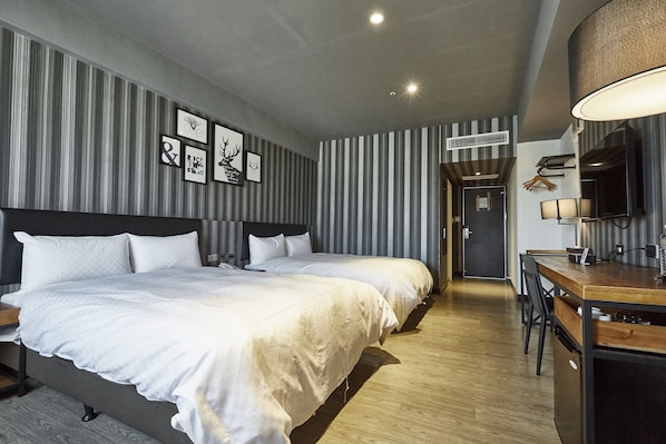 Superior Quadruple Room, 2 Double Beds, City View | Premium bedding, desk, blackout curtains, free WiFi