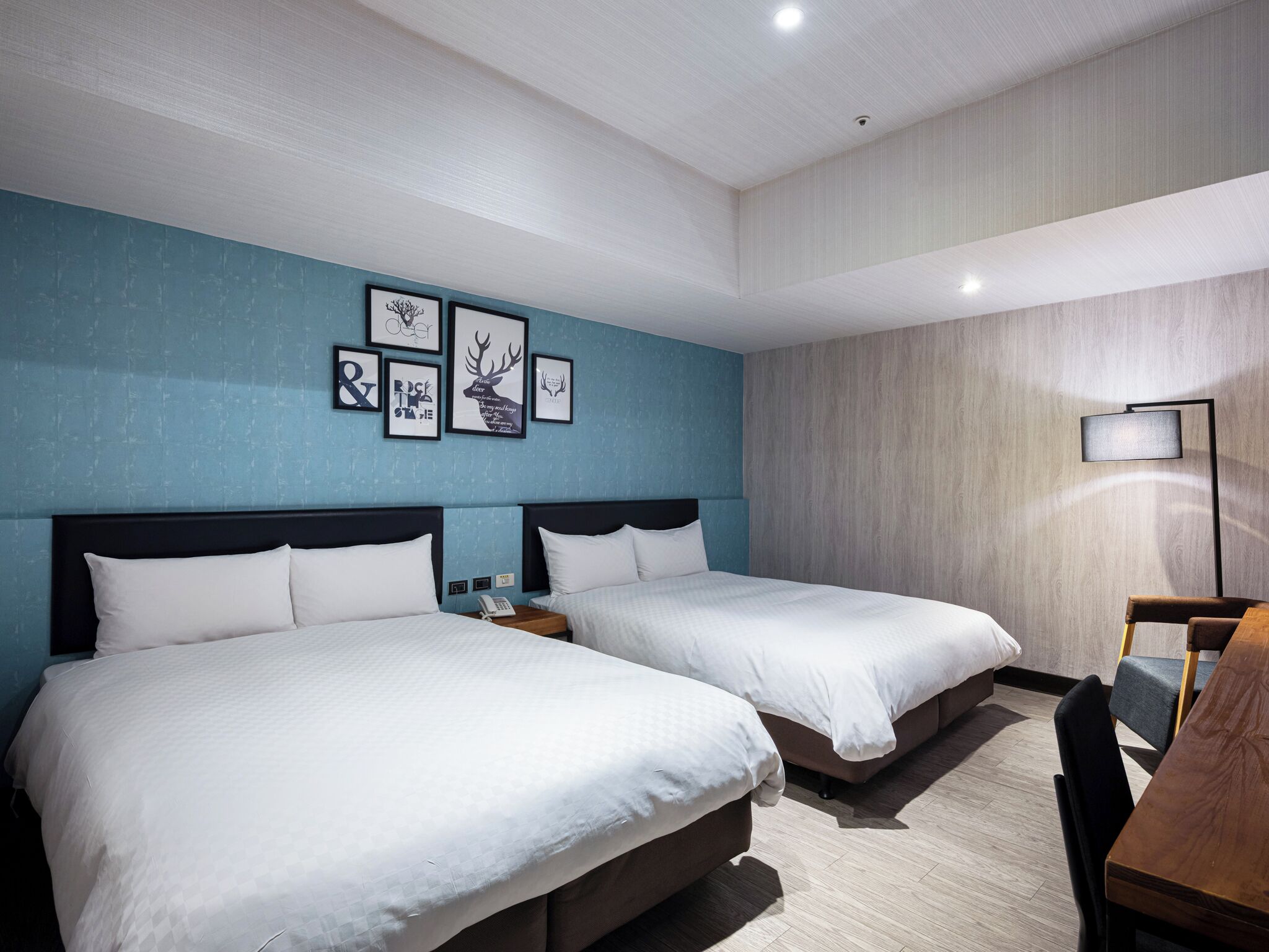 Standard Quadruple Room, 2 Double Beds, No Windows | Premium bedding, desk, blackout drapes, free WiFi