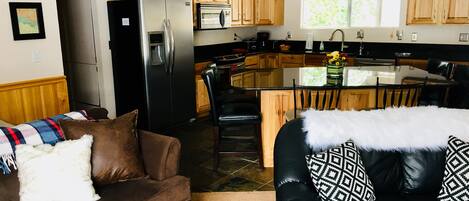 TV, fireplace, DVD player, video library