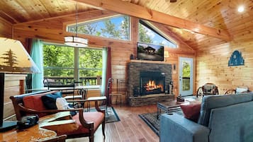 Smart TV, fireplace, video games, foosball