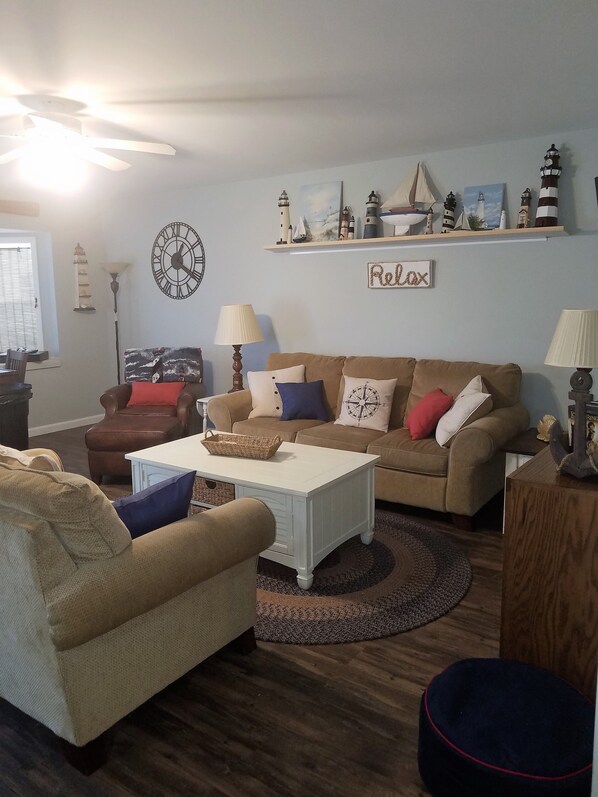 TV, DVD player, video library