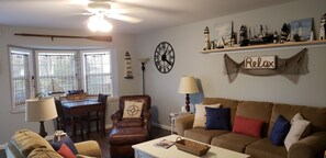 TV, DVD player, video library