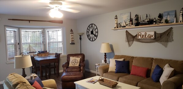 TV, DVD player, video library