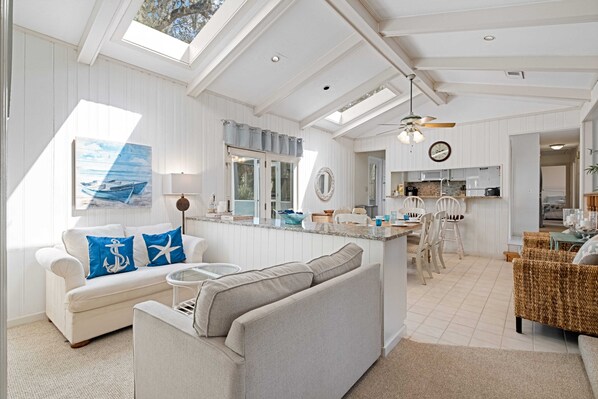 Smart TV, DVD player, books, video library