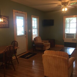 Smart TV, books, music library, stereo