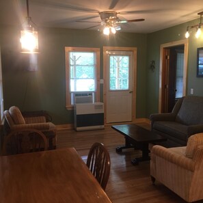 Smart TV, books, music library, stereo