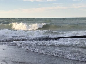 Playa en los alrededores, camastros y toallas de playa