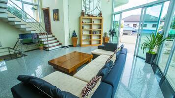 Premium Villa, 5 Bedrooms, Pool Access | Living area | TV