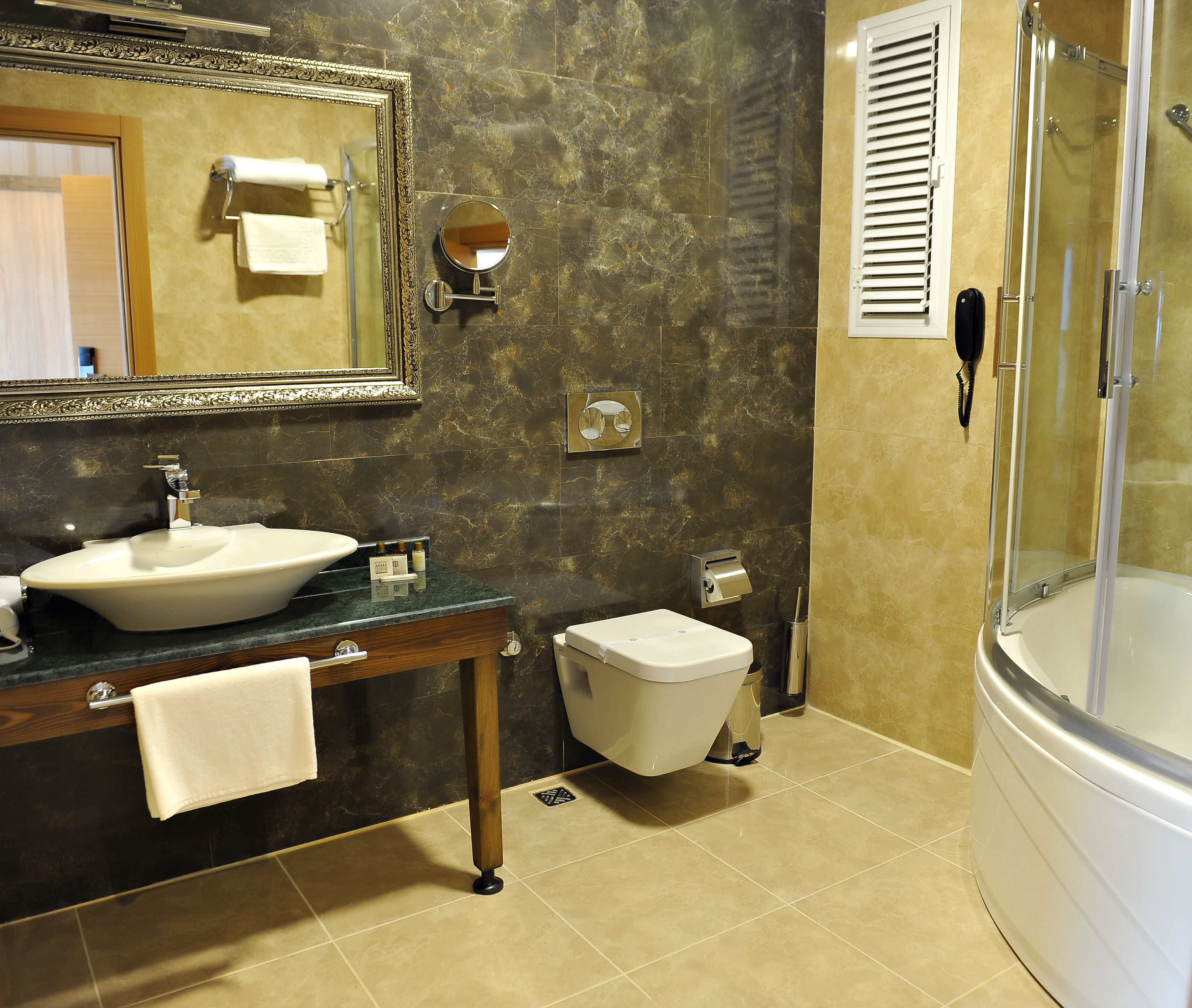 shower, free toiletries, hair dryer, slippers