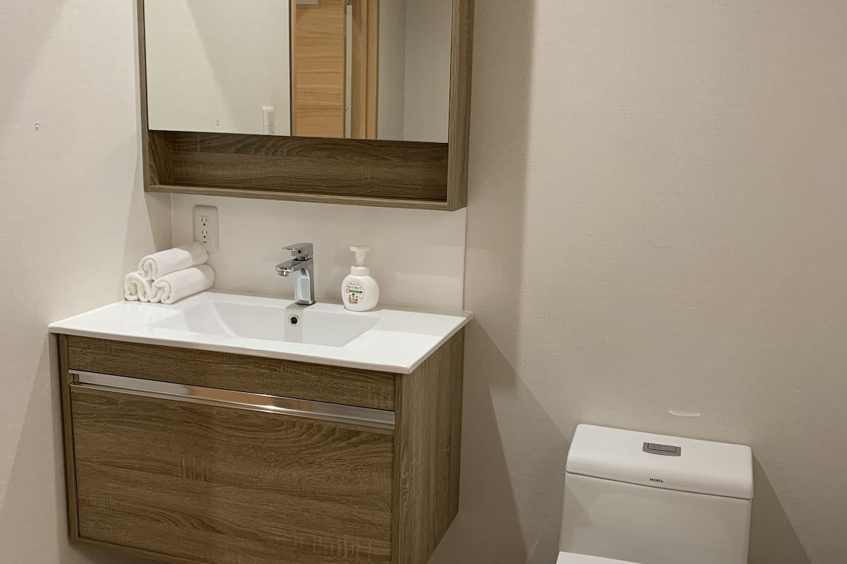 free toiletries, hair dryer, slippers, towels