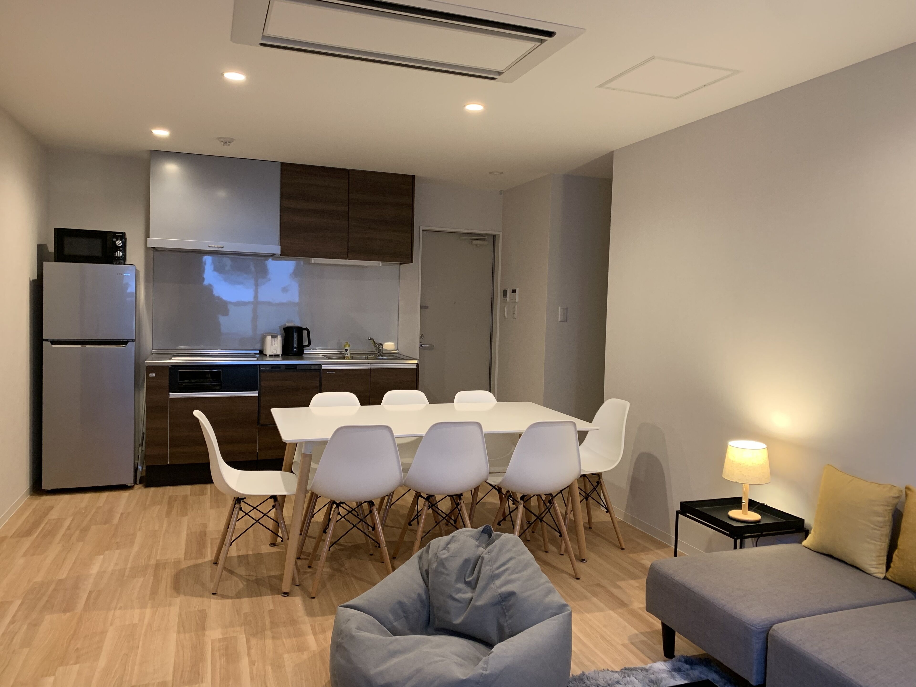 microwave, cleaning supplies, freezer