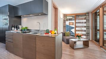 Appartement Deluxe, accessible aux personnes à mobilité réduite, salle de bains privée | Cuisine privée