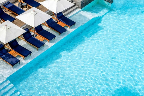 2 outdoor pools, open 7:00 AM to 8:00 PM, pool umbrellas, sun loungers