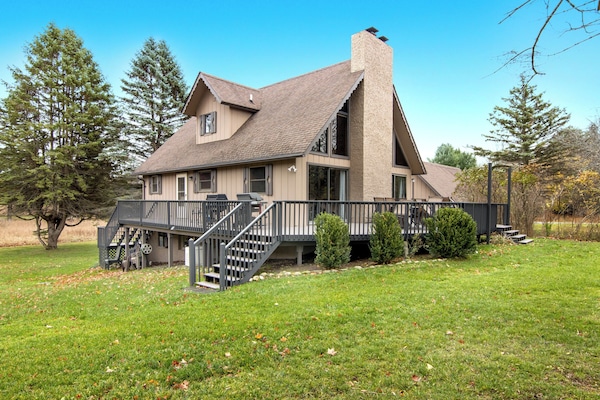 Back view of chalet