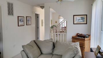 Smart TV, fireplace, video games, DVD player