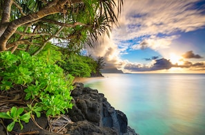 Enjoy breathtaking ocean views and serene natural scenery from this tranquil coastal location.