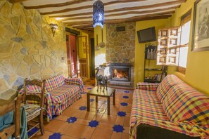 Smart TV, fireplace, DVD player, foosball