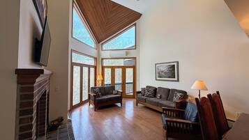 TV, fireplace, video game console